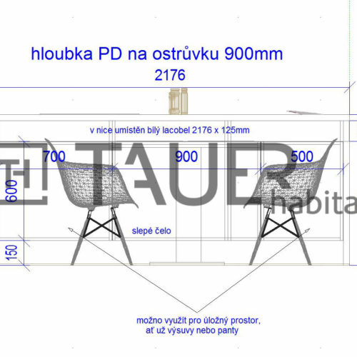 Technický výkres kuchyně od TAUER habitat 13