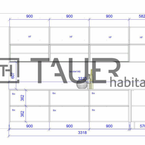 Technický výkres kuchyně od TAUER habitat 14