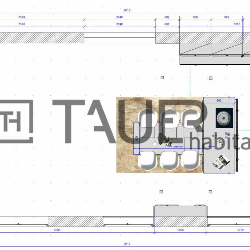 Technický výkres kuchyně od TAUER habitat 8