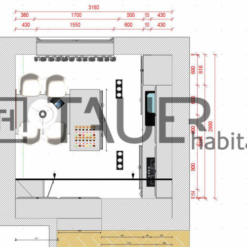Technický výkres kuchyně od TAUER habitat 10