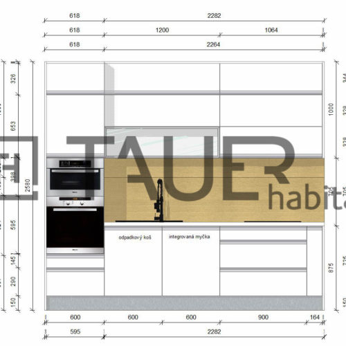 Technický výkres kuchyňské linky od TAUER habitat 69