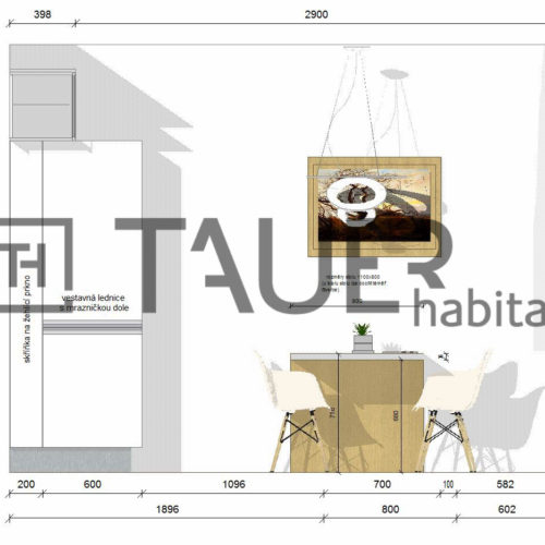 Technický výkres jídelny od TAUER habitat 70
